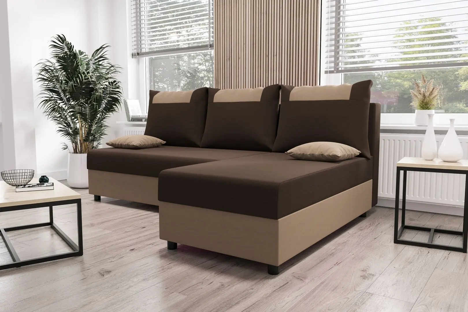 Диван угловой Space Meble Star L Rainbow 41/Rainbow 05 (Brown Dark/Brown Light)