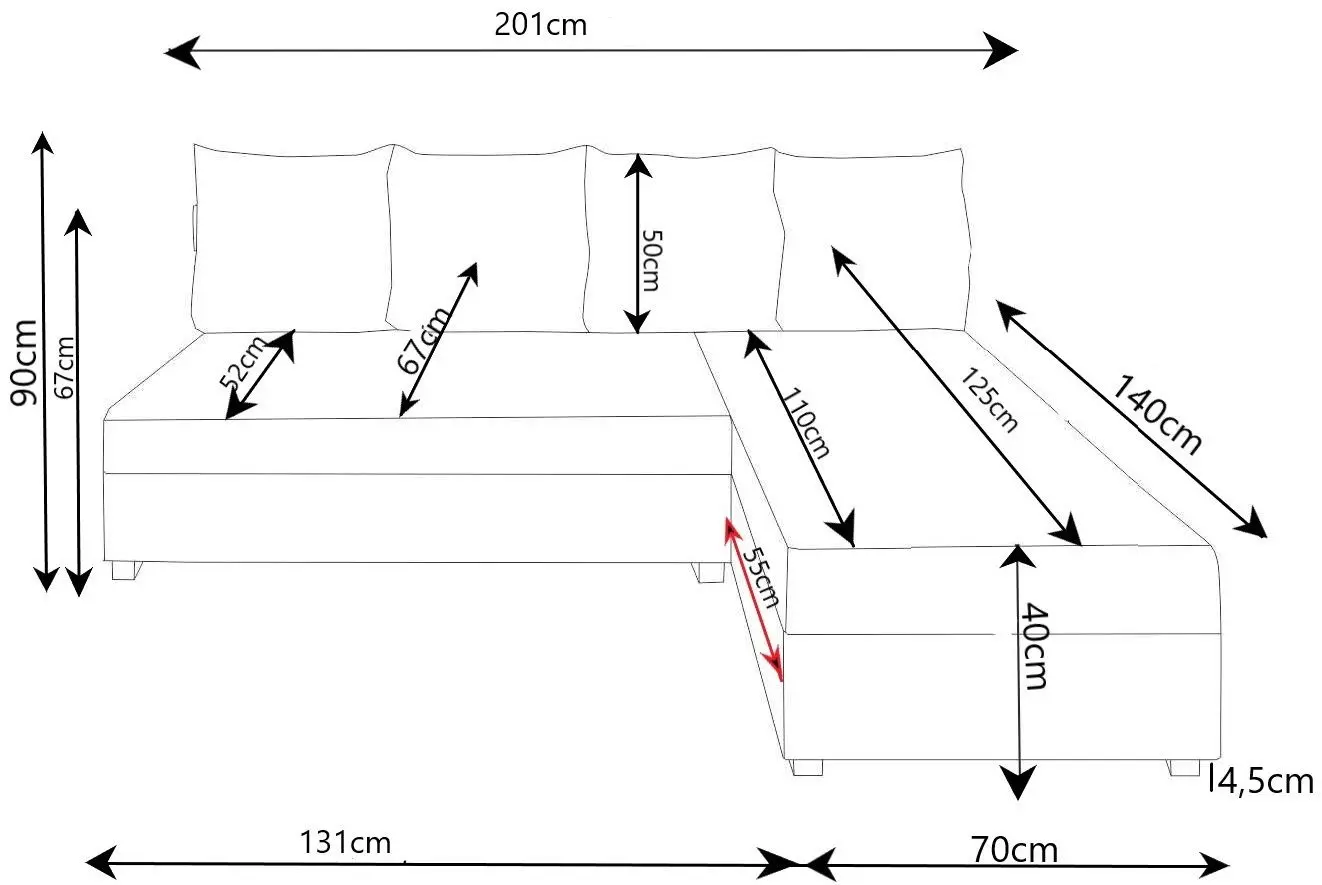 Диван угловой Space Meble Star L Sawana 05/Sawana 14 (Dark Gray/Black)