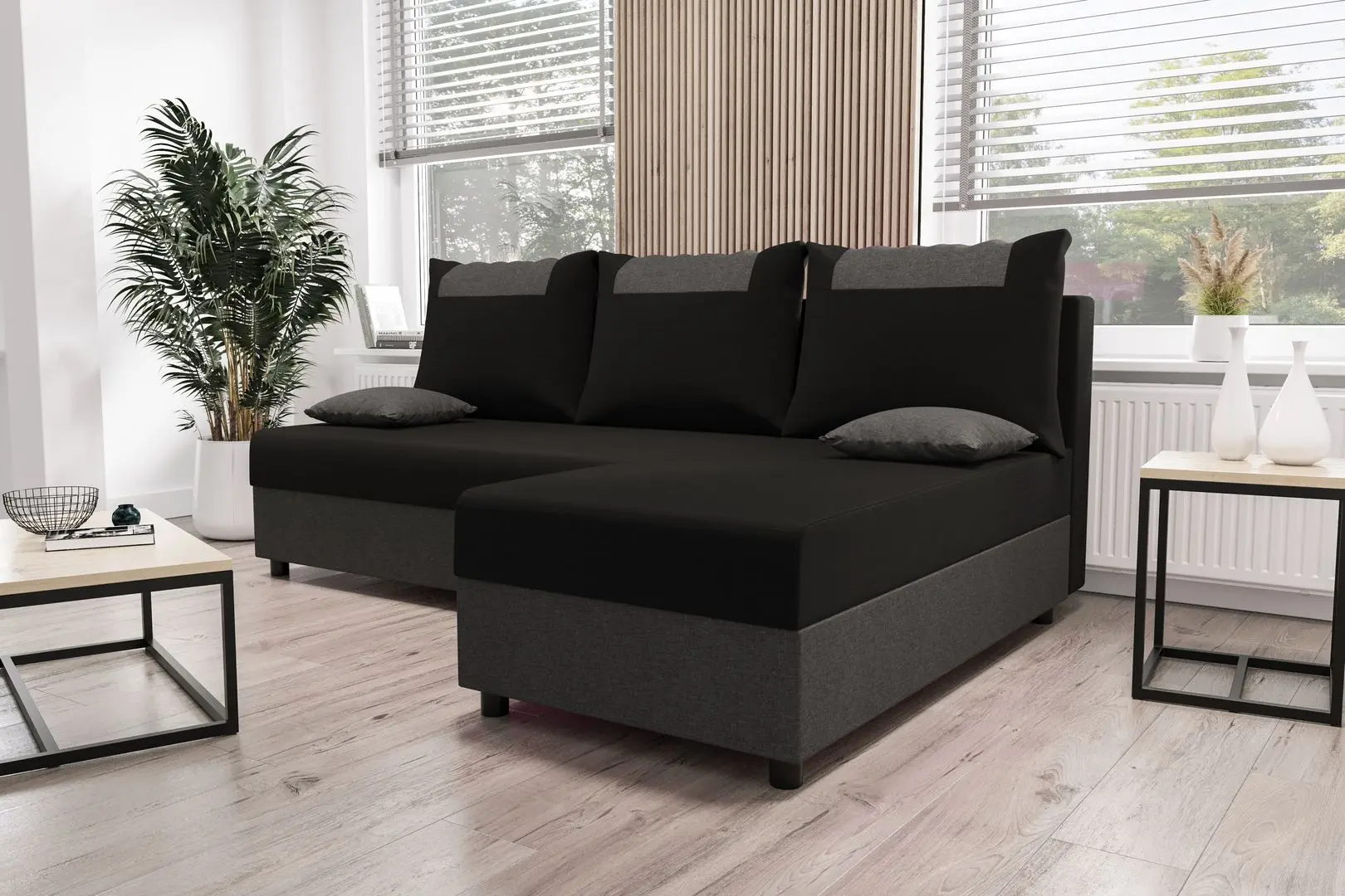 Диван угловой Space Meble Star L Sawana 14/Sawana 05 (Black/Dark Gray)