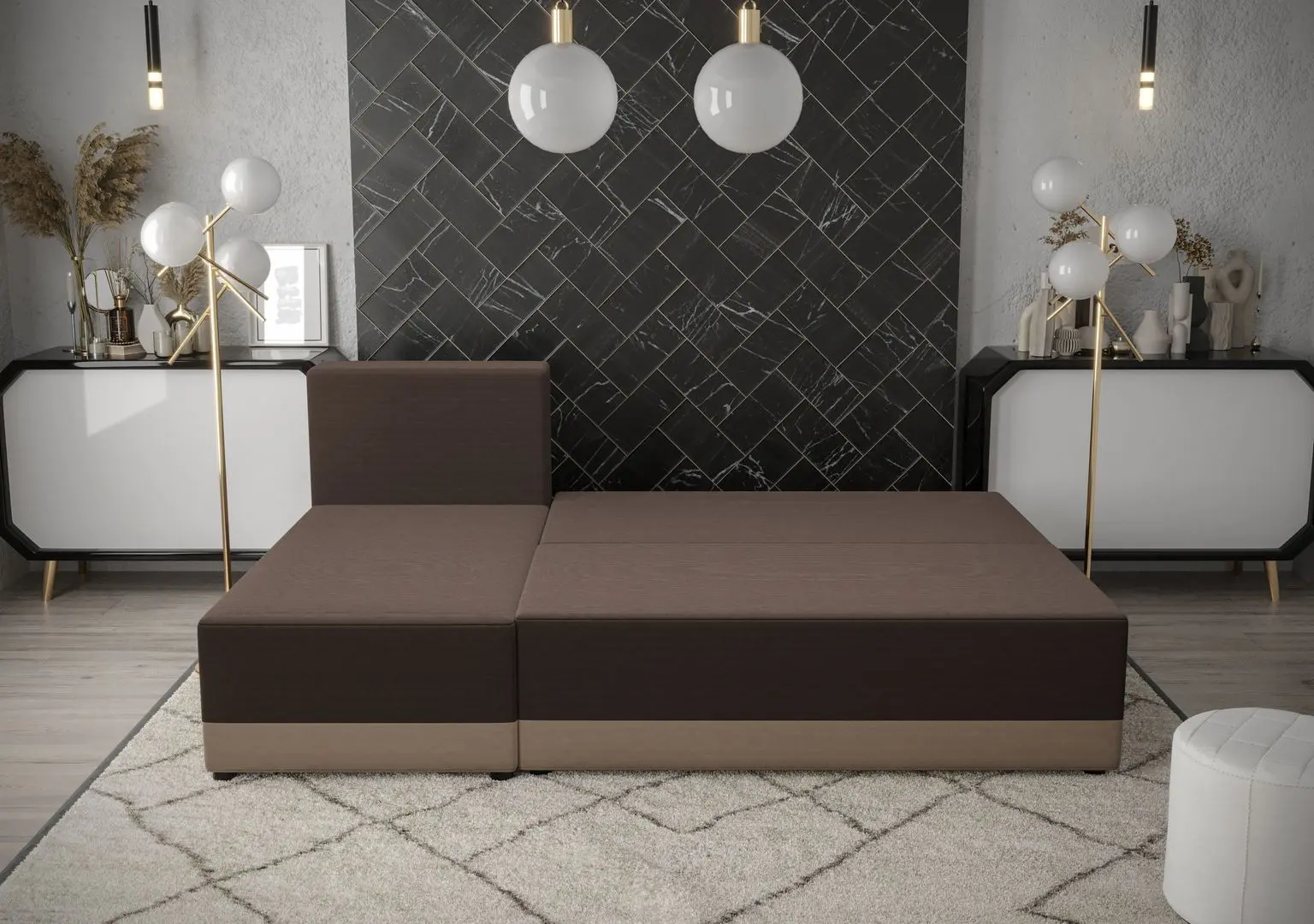 Canapea de colt Space Meble Toledo Corner Rainbow 27/Rainbow 83 (Graphite/Gray-Beige)