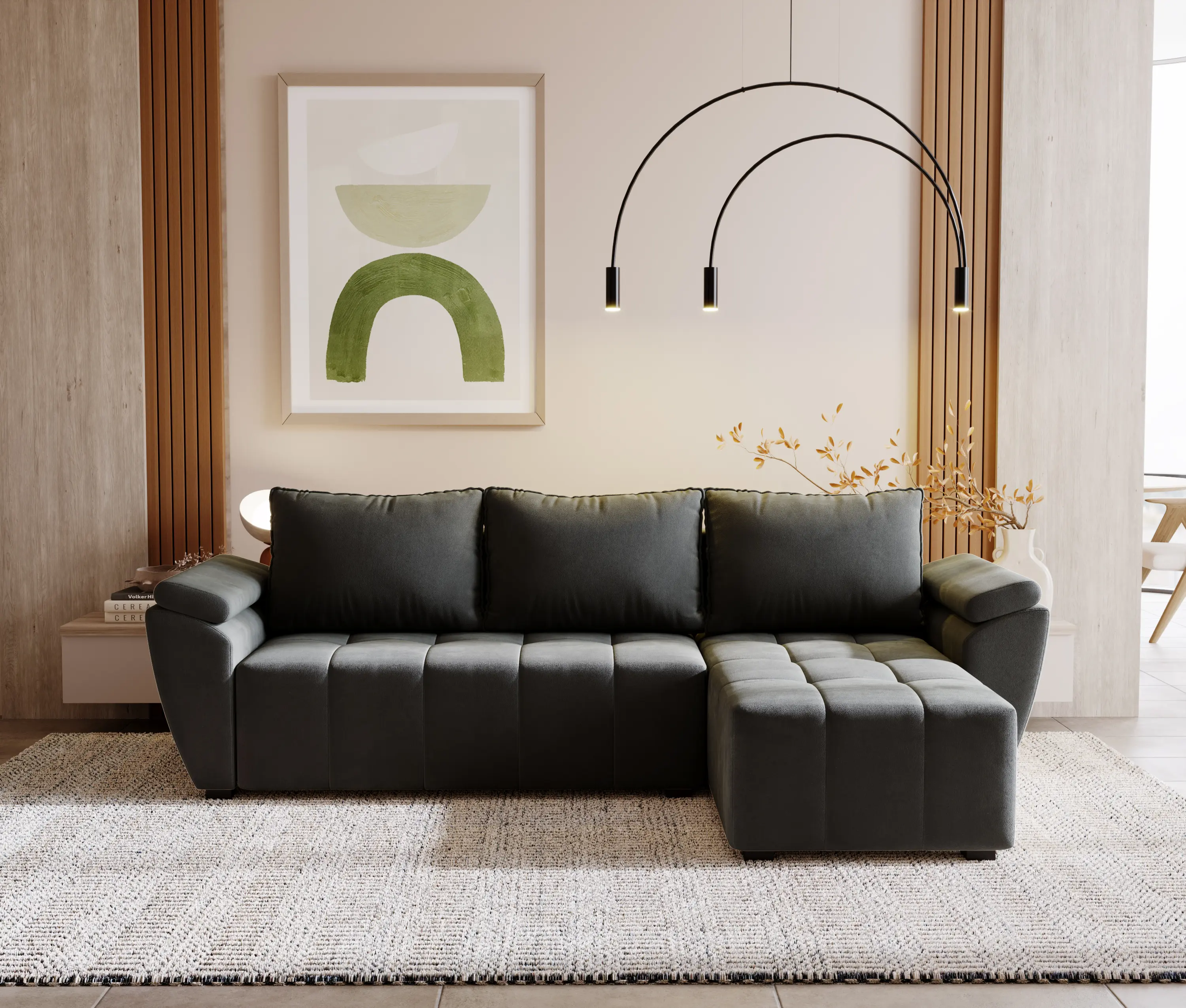 Canapea de colt Space Meble Zeus L Bis Monolith 92 (Gray Dark)