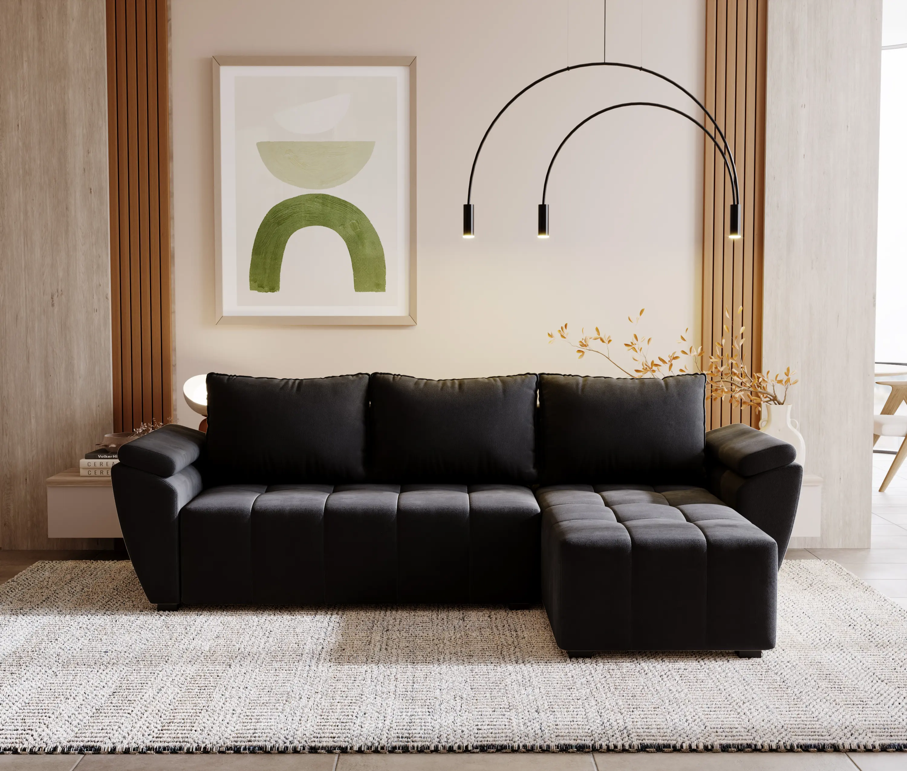 Диван угловой Space Meble Zeus L Bis Monolith 97 (Dark Graphite)