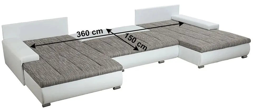 Canapea in forma de U extensibila Tempo Kondela Toniks U Uni (Gray/White)
