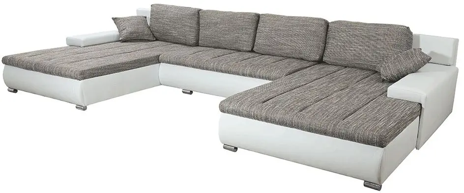 Canapea in forma de U extensibila Tempo Kondela Toniks U Uni (Gray/White)