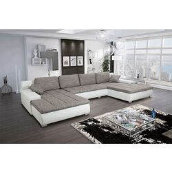 Canapea in forma de U extensibila Tempo Kondela Toniks U Uni (Gray/White) Thumb