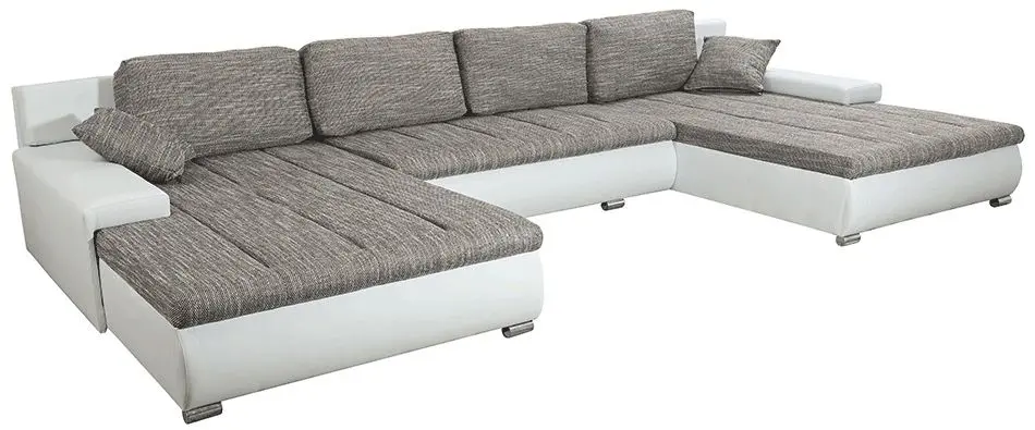 Canapea in forma de U extensibila Tempo Kondela Toniks U Uni (Gray/White)
