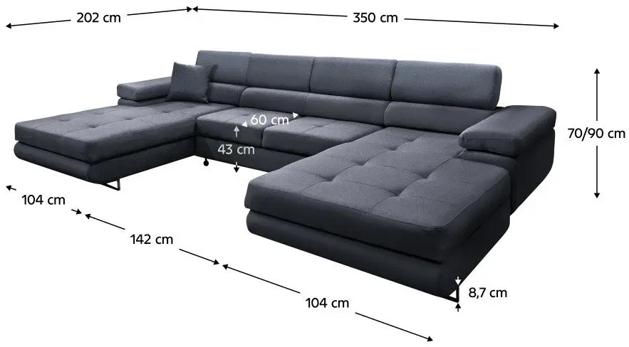 Canapea in forma de U Tempo Kondela Amareta U (Gray)