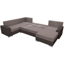 Диван П-образный Tempo Kondela Andres (Dark Brown/Grey) Thumb