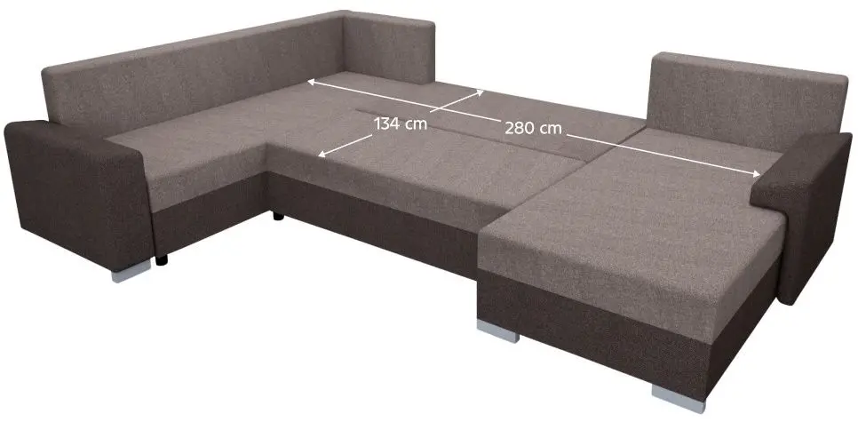 Диван П-образный Tempo Kondela Andres (Dark Brown/Grey)