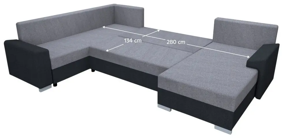 Canapea in forma de U Tempo Kondela Andres (Dark Grey/Grey)