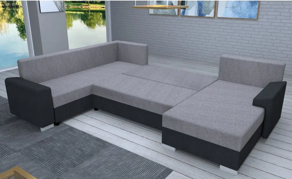 Canapea in forma de U Tempo Kondela Andres (Dark Grey/Grey)