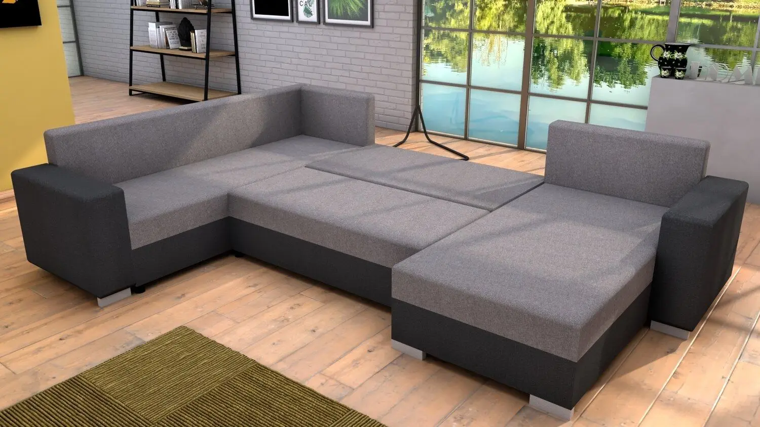 Canapea in forma de U Tempo Kondela Belen (Dark Grey/Grey) - 6
