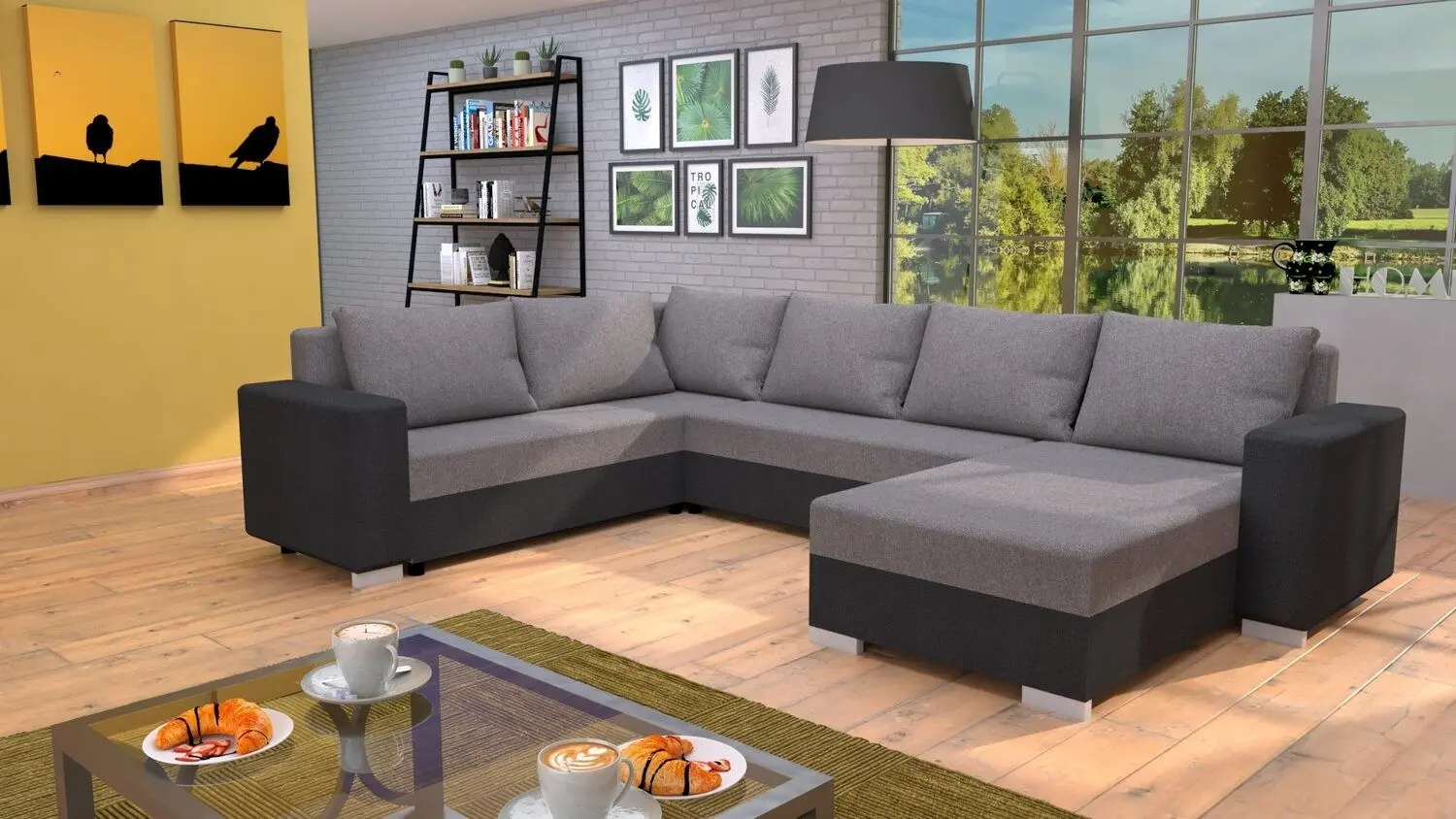 Canapea in forma de U Tempo Kondela Belen (Dark Grey/Grey)
