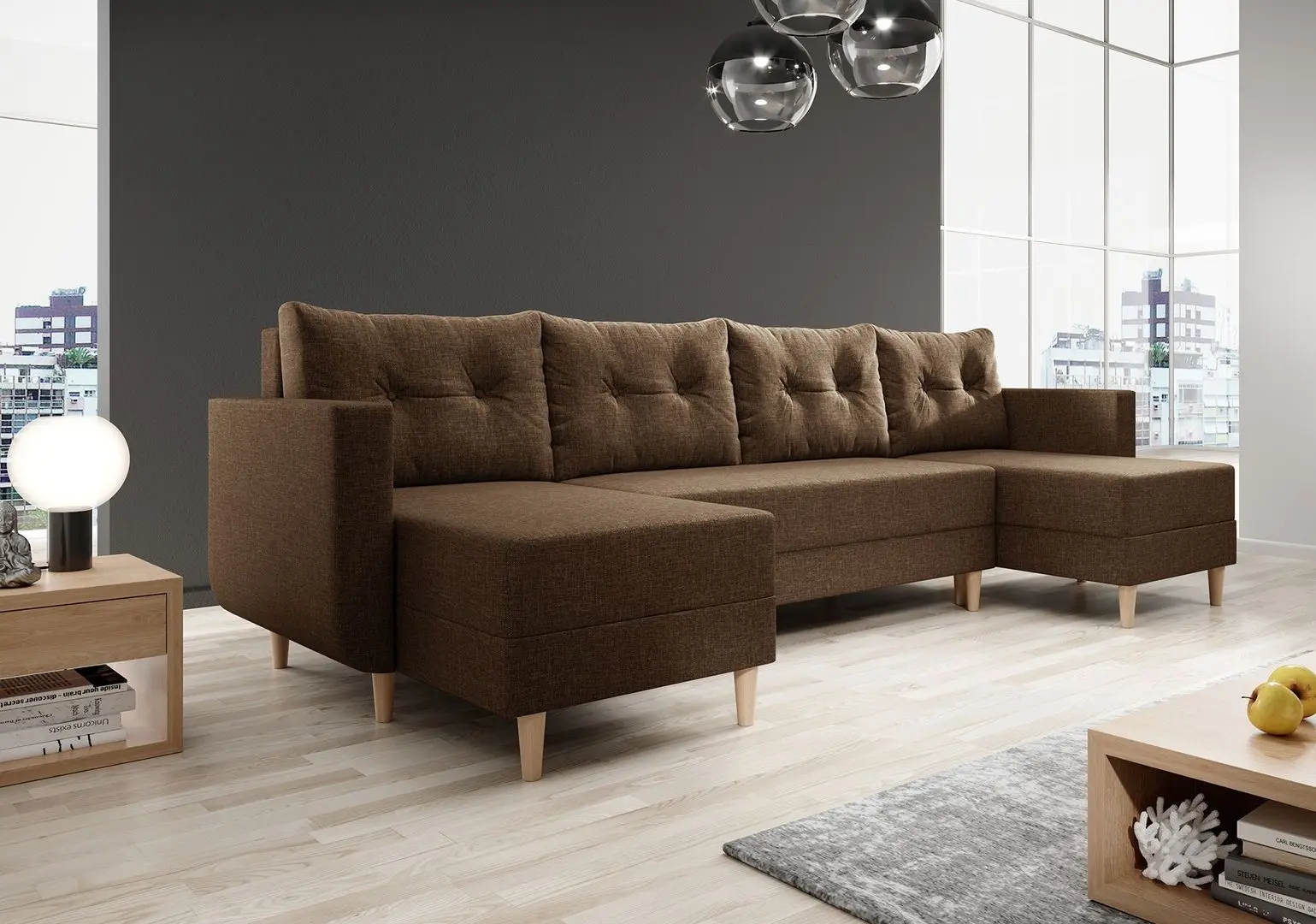 Canapea in forma de U Tempo Kondela Beny U (Brown)