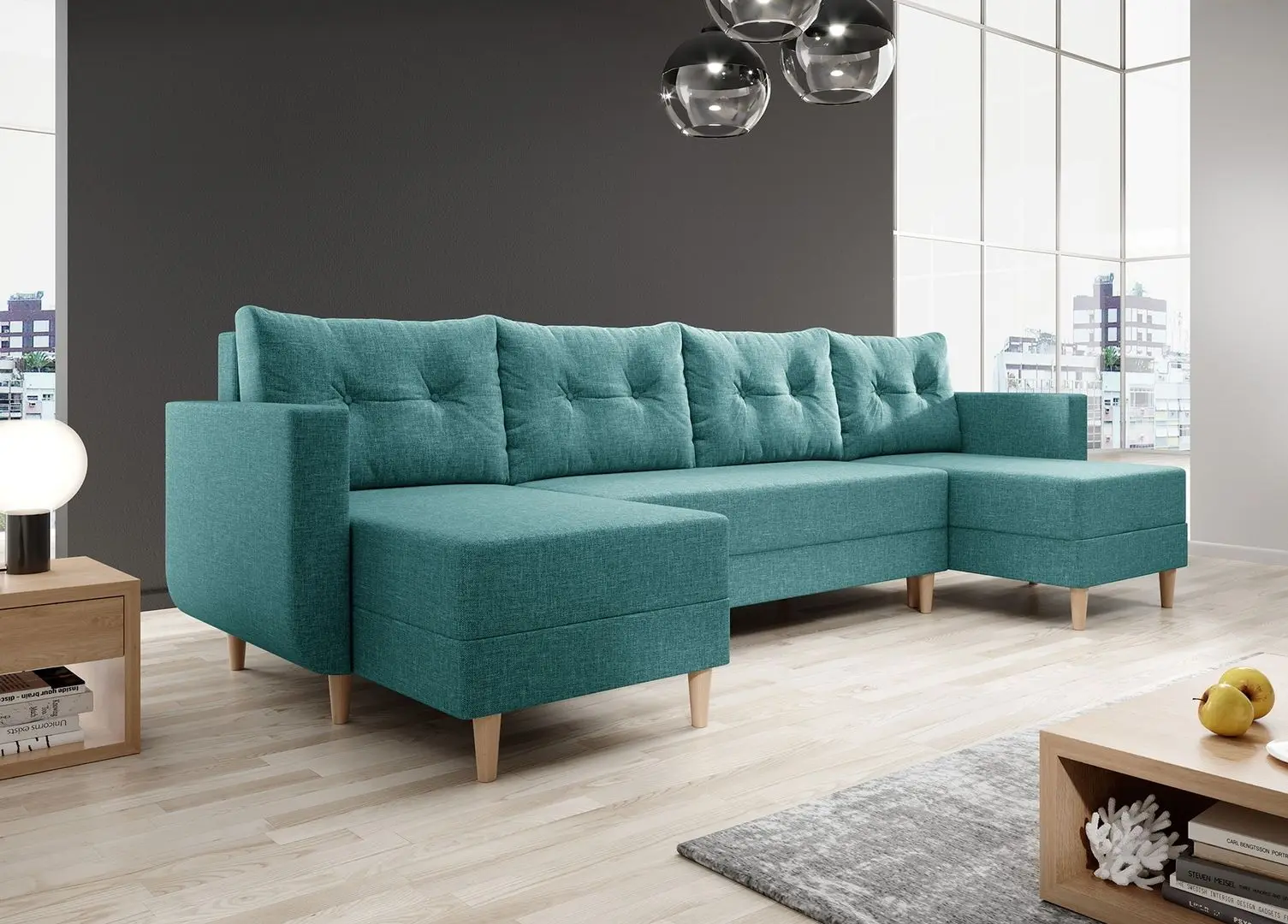 Canapea in forma de U Tempo Kondela Beny U (Turquoise)