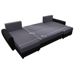 Canapea in forma de U Tempo Kondela Dakar (Grey/Black) Thumb
