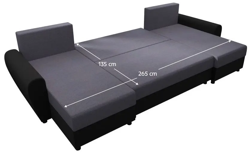 Canapea in forma de U Tempo Kondela Dakar (Grey/Black) - 2