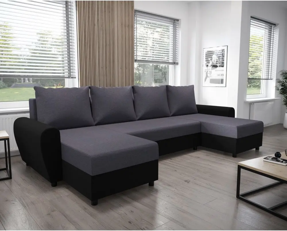 Canapea in forma de U Tempo Kondela Dakar (Grey/Black)