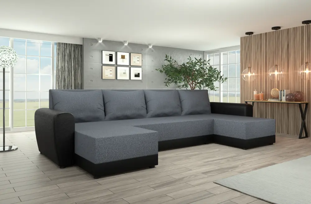 Canapea in forma de U Tempo Kondela Dakar New U Twist 20 (Gray/Black)