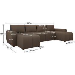 Canapea in forma de U Tempo Kondela Delin U Uni (Brown) Thumb