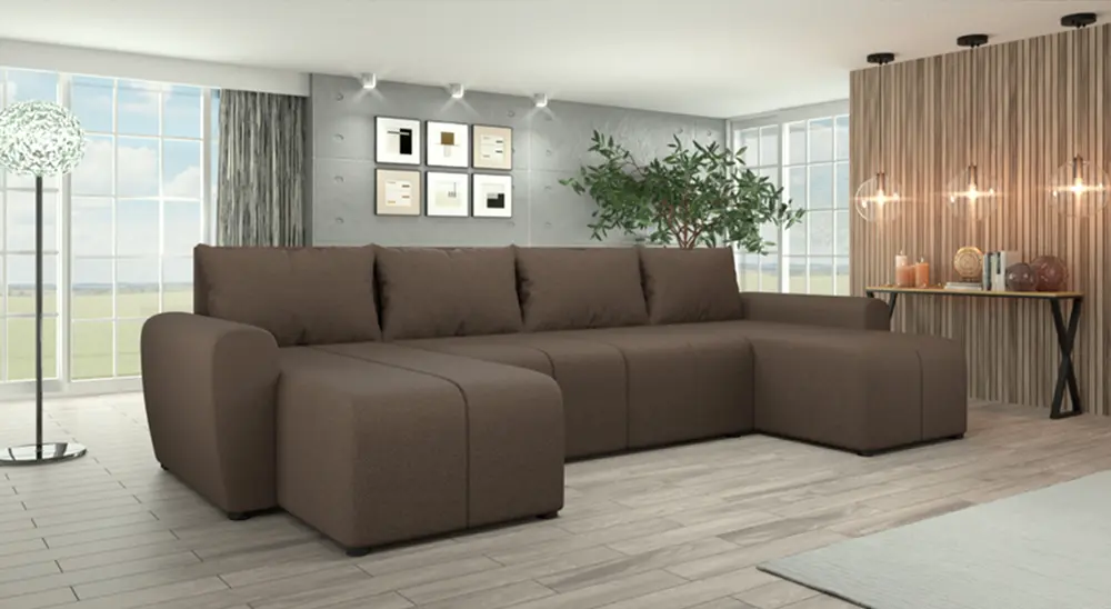 Canapea in forma de U Tempo Kondela Delin U Uni (Brown)