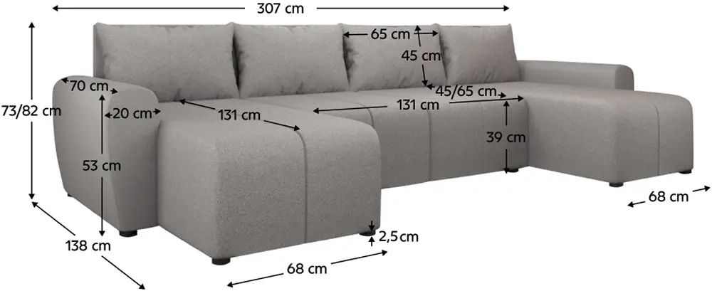 Canapea in forma de U Tempo Kondela Delin U Uni Soro 90 (Gray)