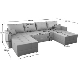 Canapea in forma de U Tempo Kondela Duan U Uni (Brown) Thumb