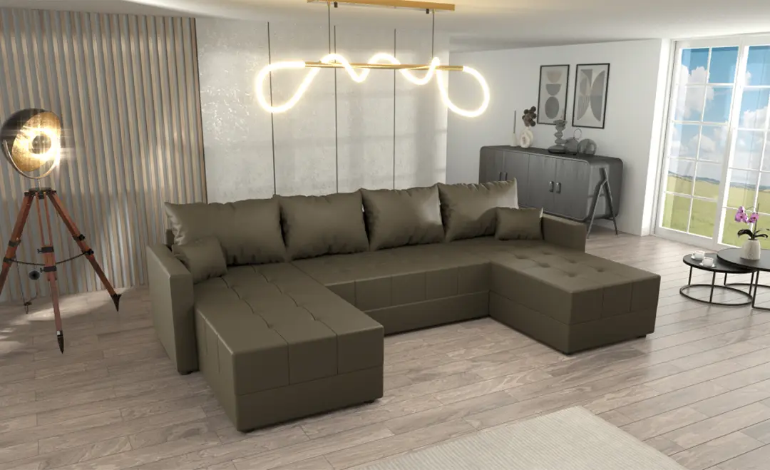 Canapea in forma de U Tempo Kondela Duan U Uni (Brown)