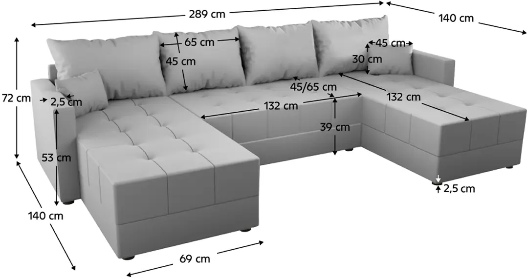 Диван П-образный Tempo Kondela Duan U Uni (Gray)