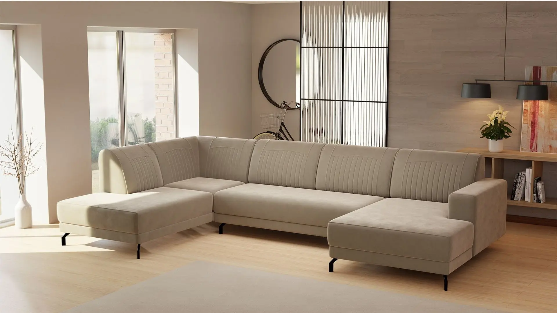 Canapea in forma de U Tempo Kondela Erosa U Left (Cream)