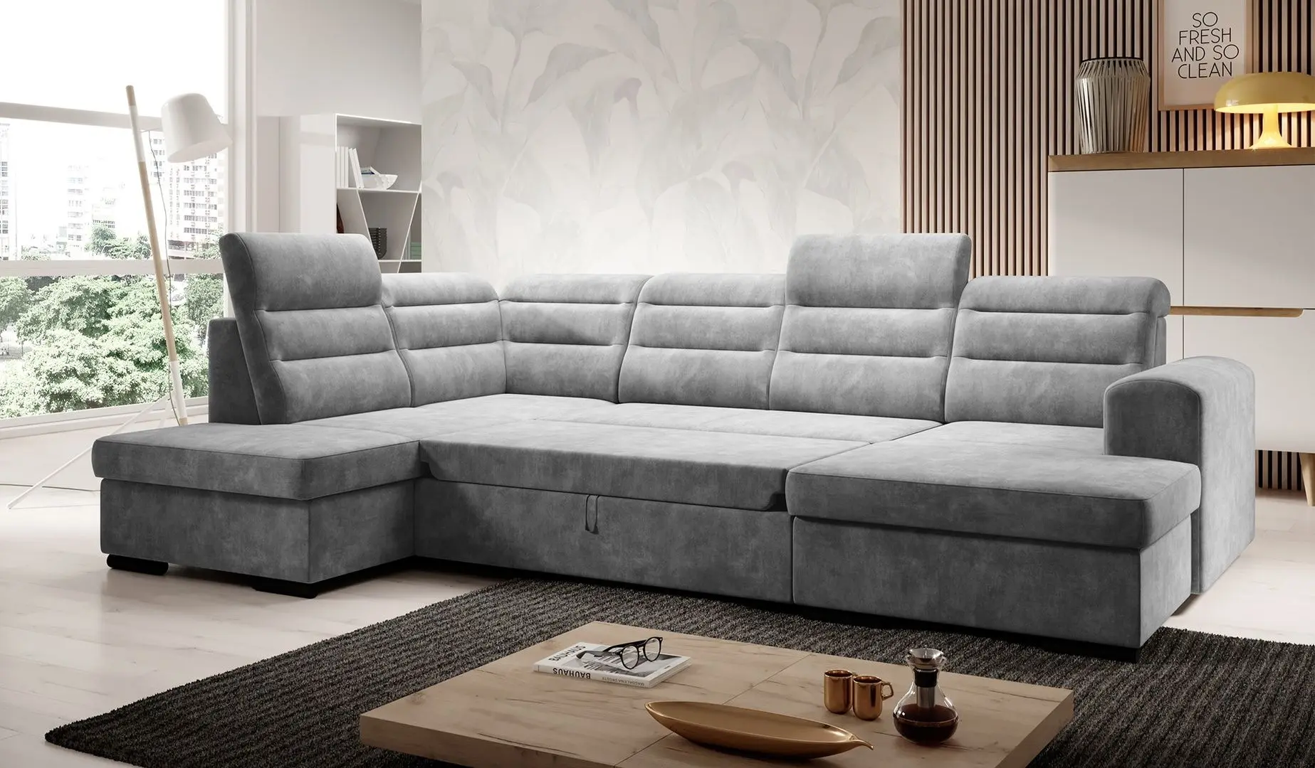 Диван П-образный Tempo Kondela Kloudy U Left (Dark Gray)