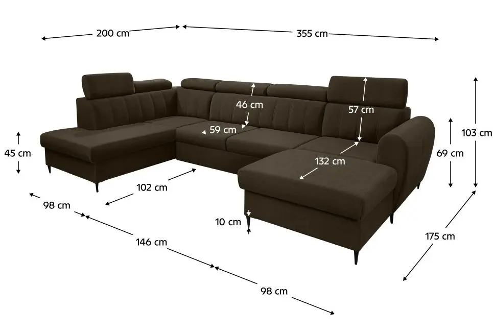 Диван П-образный Tempo Kondela Korio U Right (Brown)