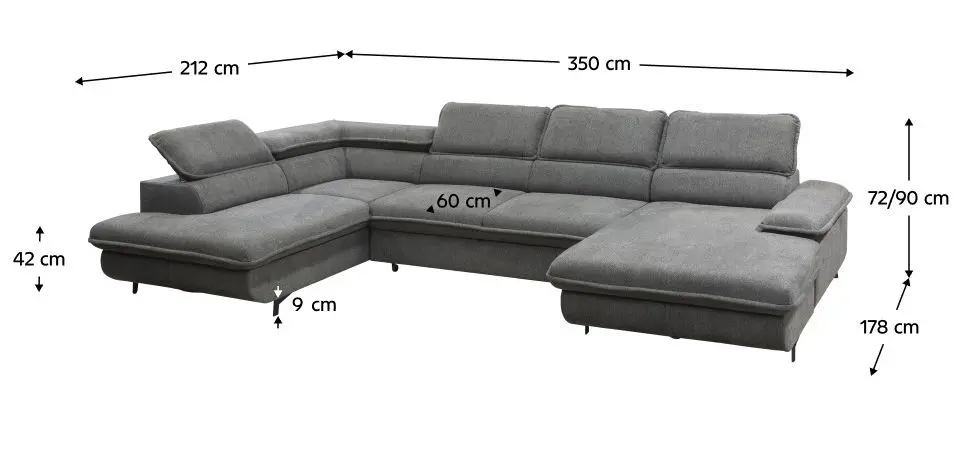 Canapea in forma de U Tempo Kondela Manty U Left (Gray) - 4