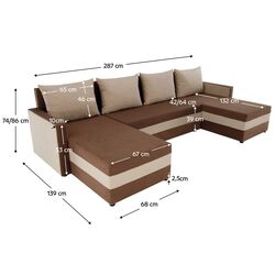 Диван П-образный Tempo Kondela Paulita (Brown/Beige) Thumb