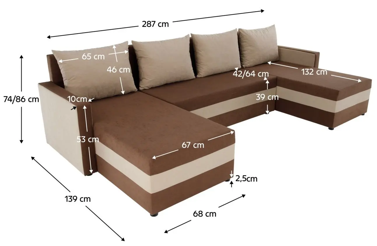 Диван П-образный Tempo Kondela Paulita (Brown/Beige)