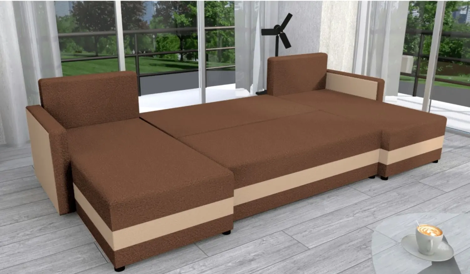 Диван П-образный Tempo Kondela Paulita (Brown/Beige)