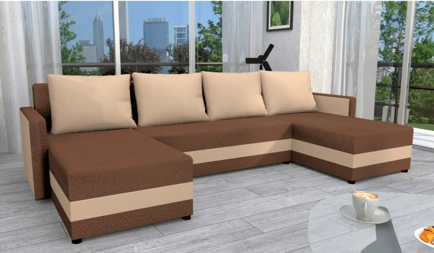 Диван П-образный Tempo Kondela Paulita (Brown/Beige)