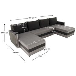 Диван П-образный Tempo Kondela Paulita (Grey/Black) Thumb