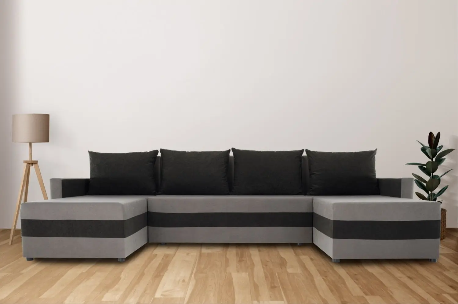 Диван П-образный Tempo Kondela Paulita (Grey/Black)