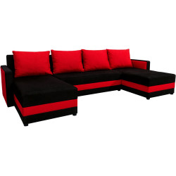 Диван П-образный Tempo Kondela Paulita U Alova 04/U Alova 46 (Black/Red) Thumb