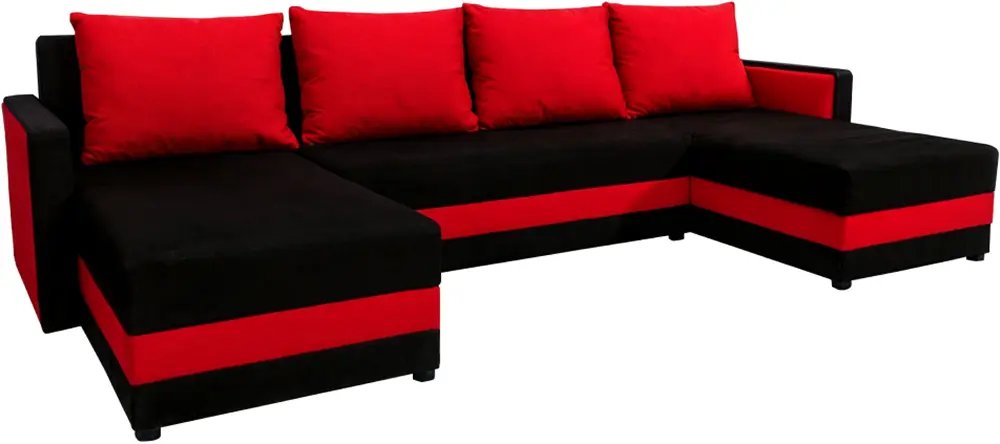 Диван П-образный Tempo Kondela Paulita U Alova 04/U Alova 46 (Black/Red) - 2