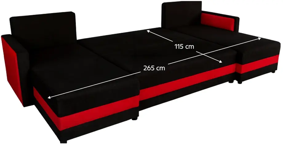 Диван П-образный Tempo Kondela Paulita U Alova 04/U Alova 46 (Black/Red) - 3