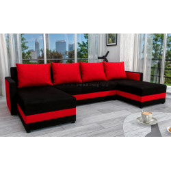 Диван П-образный Tempo Kondela Paulita U Alova 04/U Alova 46 (Black/Red)