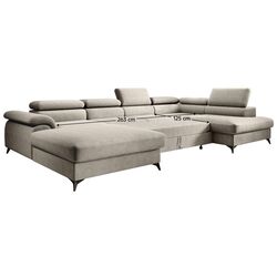 Canapea in forma de U Tempo Kondela Poly Roh Right (Beige) Thumb