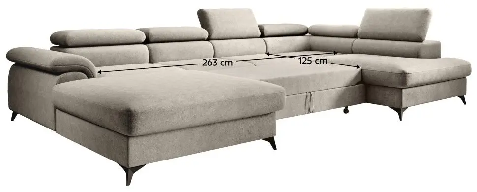 Canapea in forma de U Tempo Kondela Poly Roh Right (Beige)