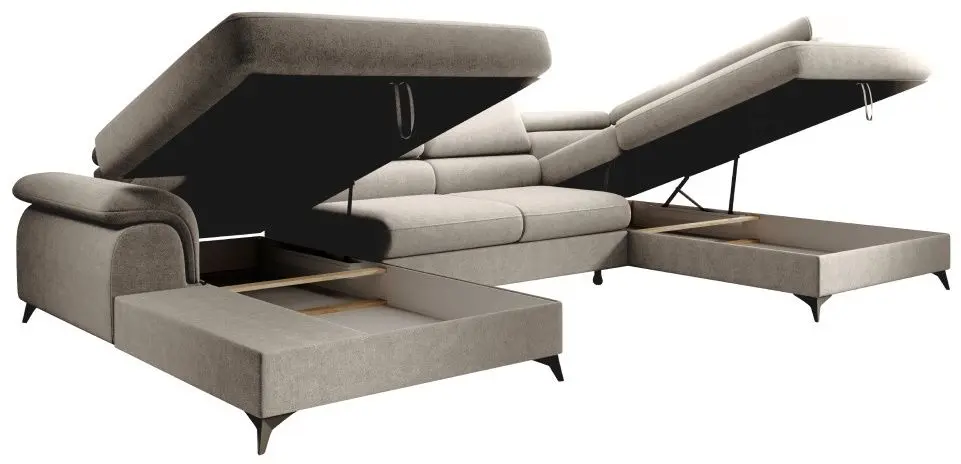 Canapea in forma de U Tempo Kondela Poly Roh Right (Beige)