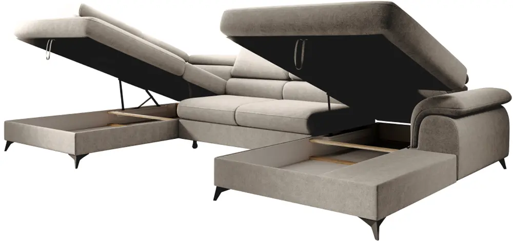 Canapea in forma de U Tempo Kondela Poly Roh U Left Whisper 02 (Beige)