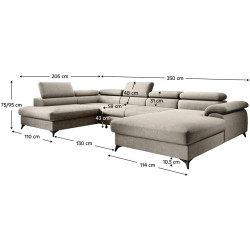 Canapea in forma de U Tempo Kondela Poly Roh U Left Whisper 02 (Beige) Thumb