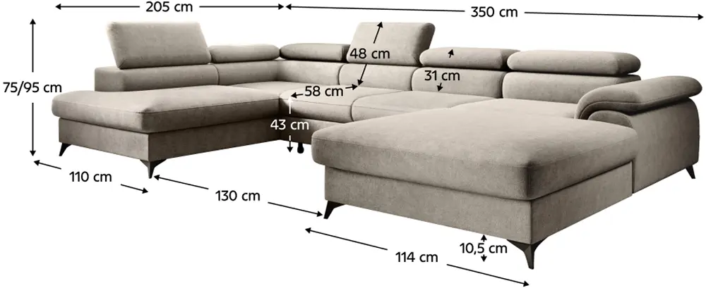 Canapea in forma de U Tempo Kondela Poly Roh U Left Whisper 02 (Beige)