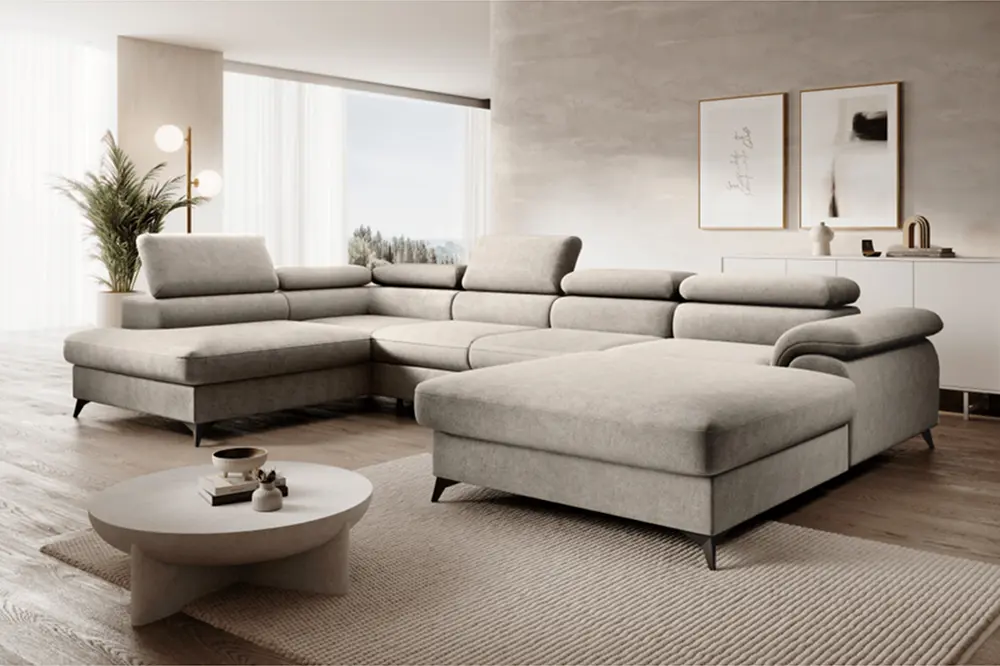 Canapea in forma de U Tempo Kondela Poly Roh U Left Whisper 02 (Beige)